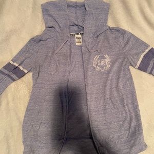 PINK varsity light purple zip up hoodie size M